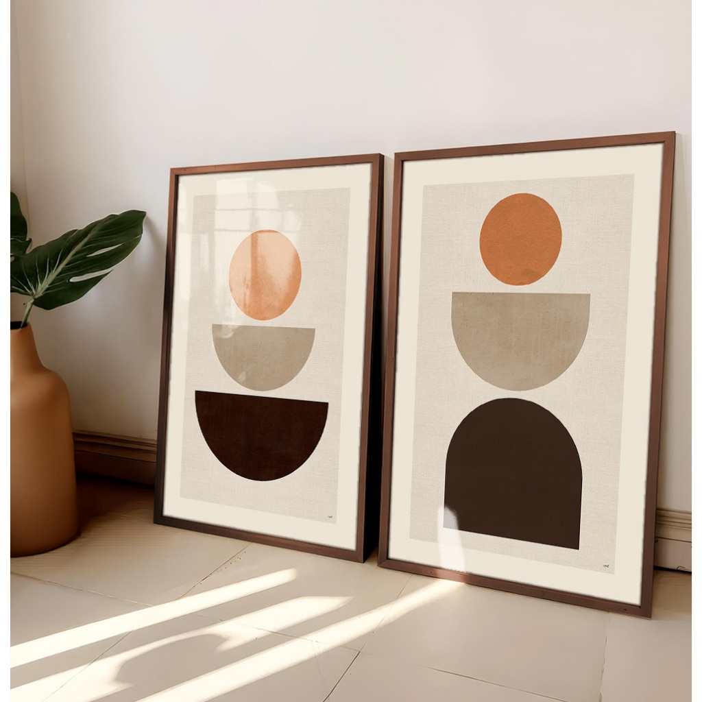 Kit Quadros Modernos Decorativos Com Moldura Quadro Abstrato Grande Quadro Geometrico Semicírculos