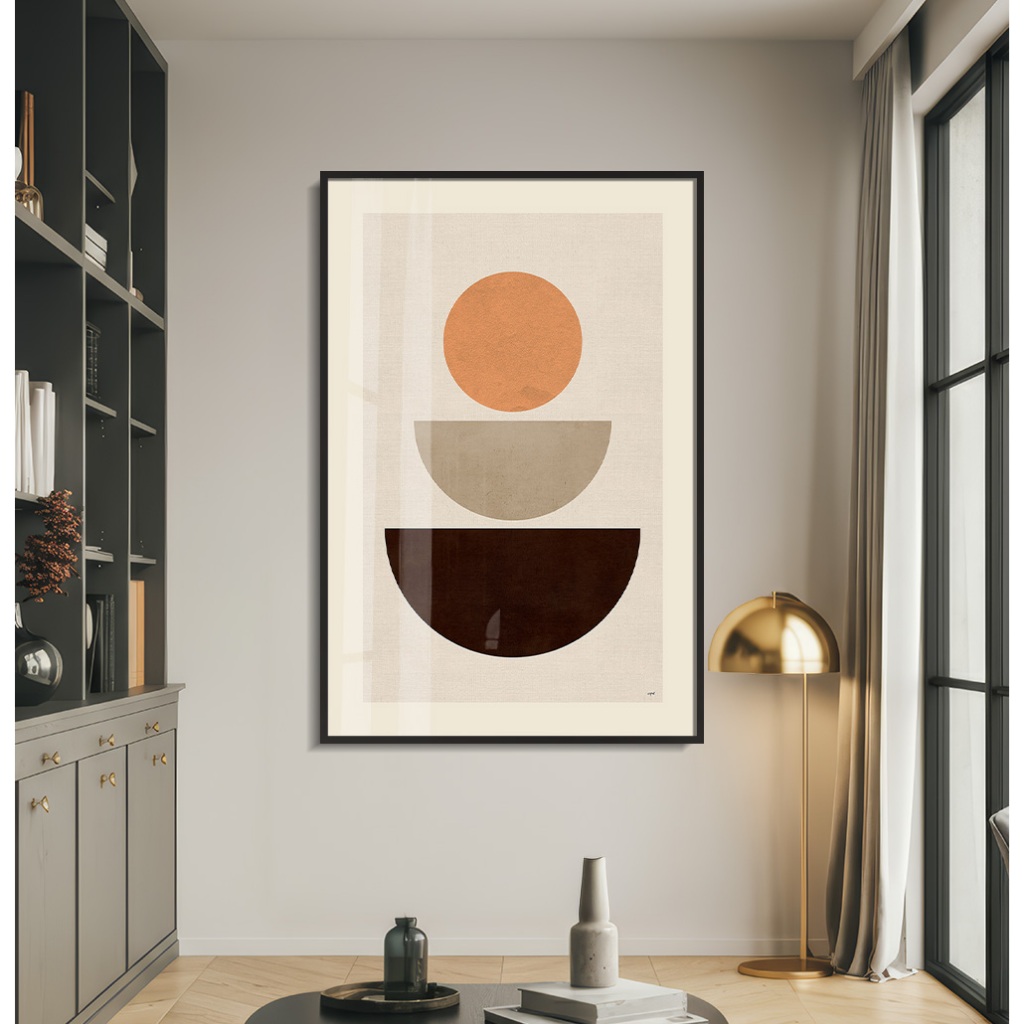 Quadros Modernos Abstrato Grande Quadro Decorativo Sala Quadro Com Moldura Círculo E Semicírculos