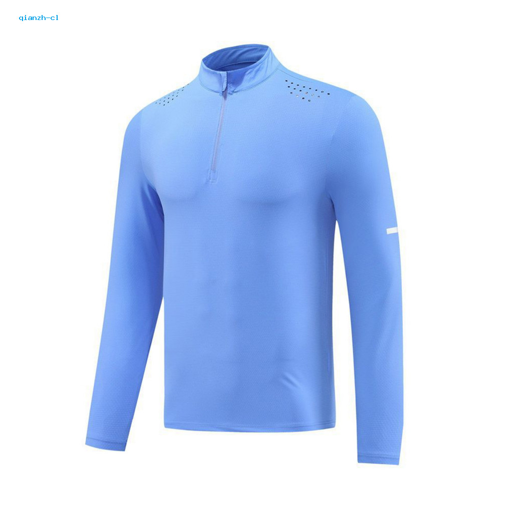 Athletic Men's Shirt Running Quick-dry Long Sleeve with Quarter Zipper – Lightweight Workout Gym Jogging Golf Pullover