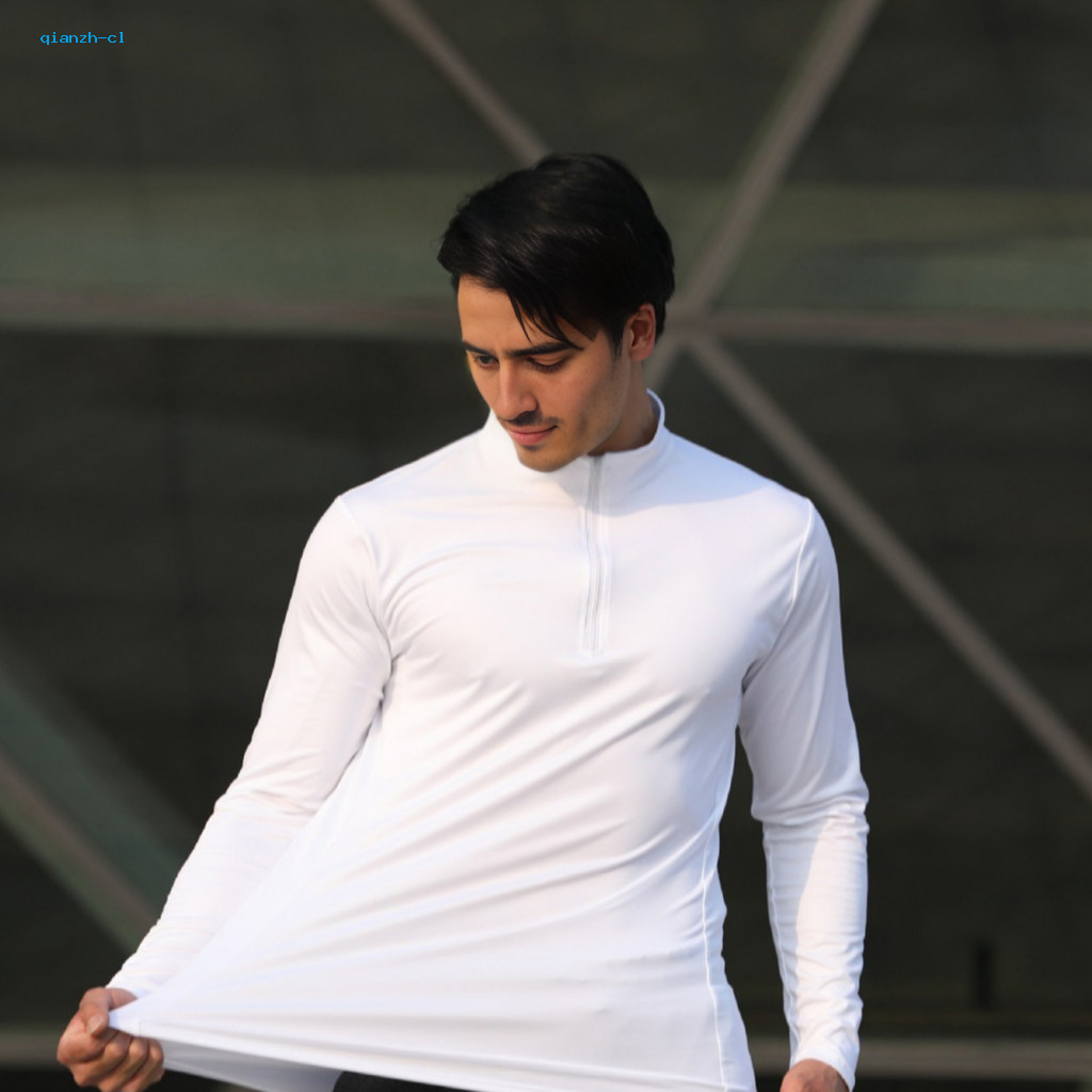 Athletic Sweatshirt Men's Quarter Zip Slim Fit Pullover Long Sleeve Stand-up Collar Workout Top for Jogging Gym Outdoor