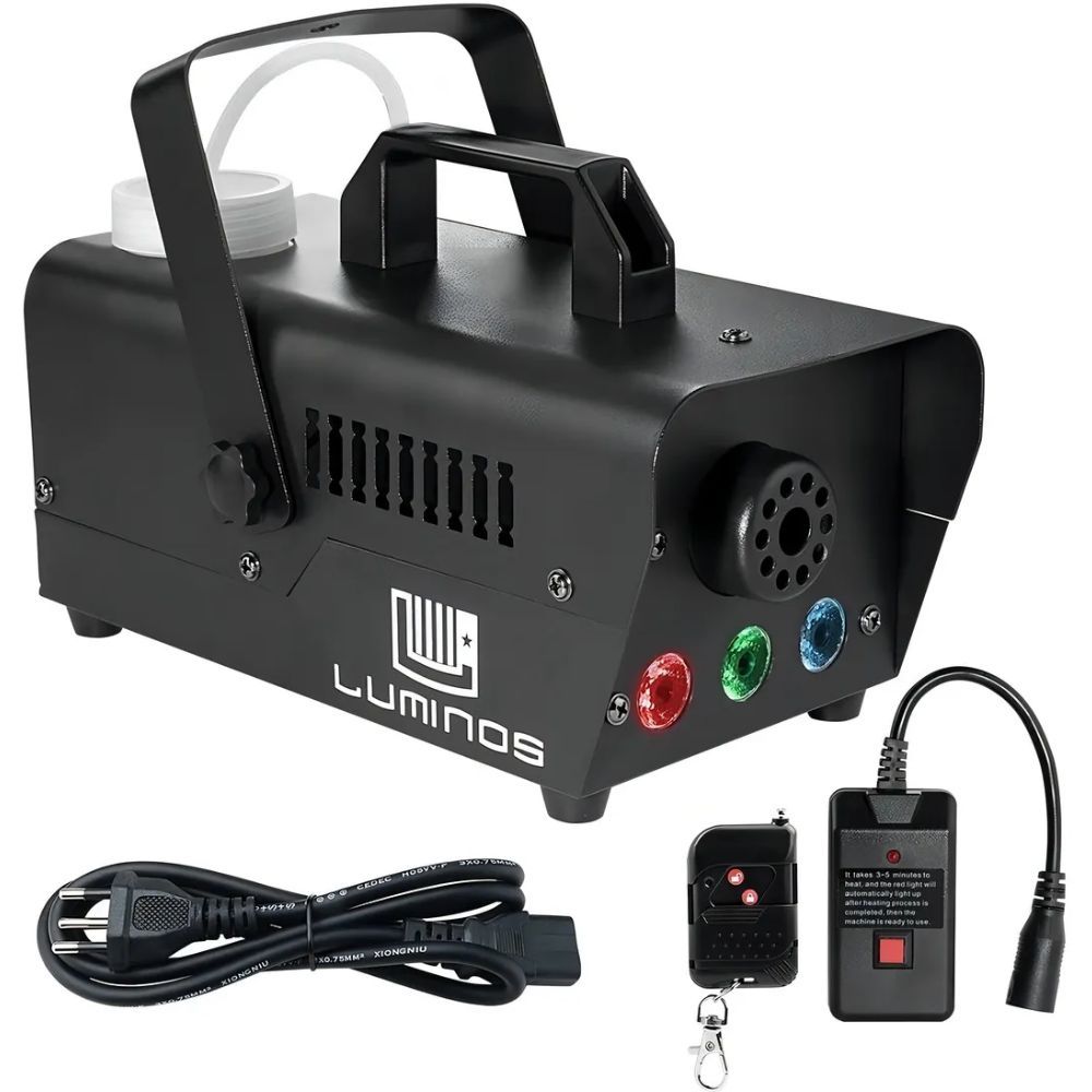 Máquina de Fumaça 600W 127V Luminous Smoke 600 com LED RGB e Controle para Festas DJ Shows e Eventos