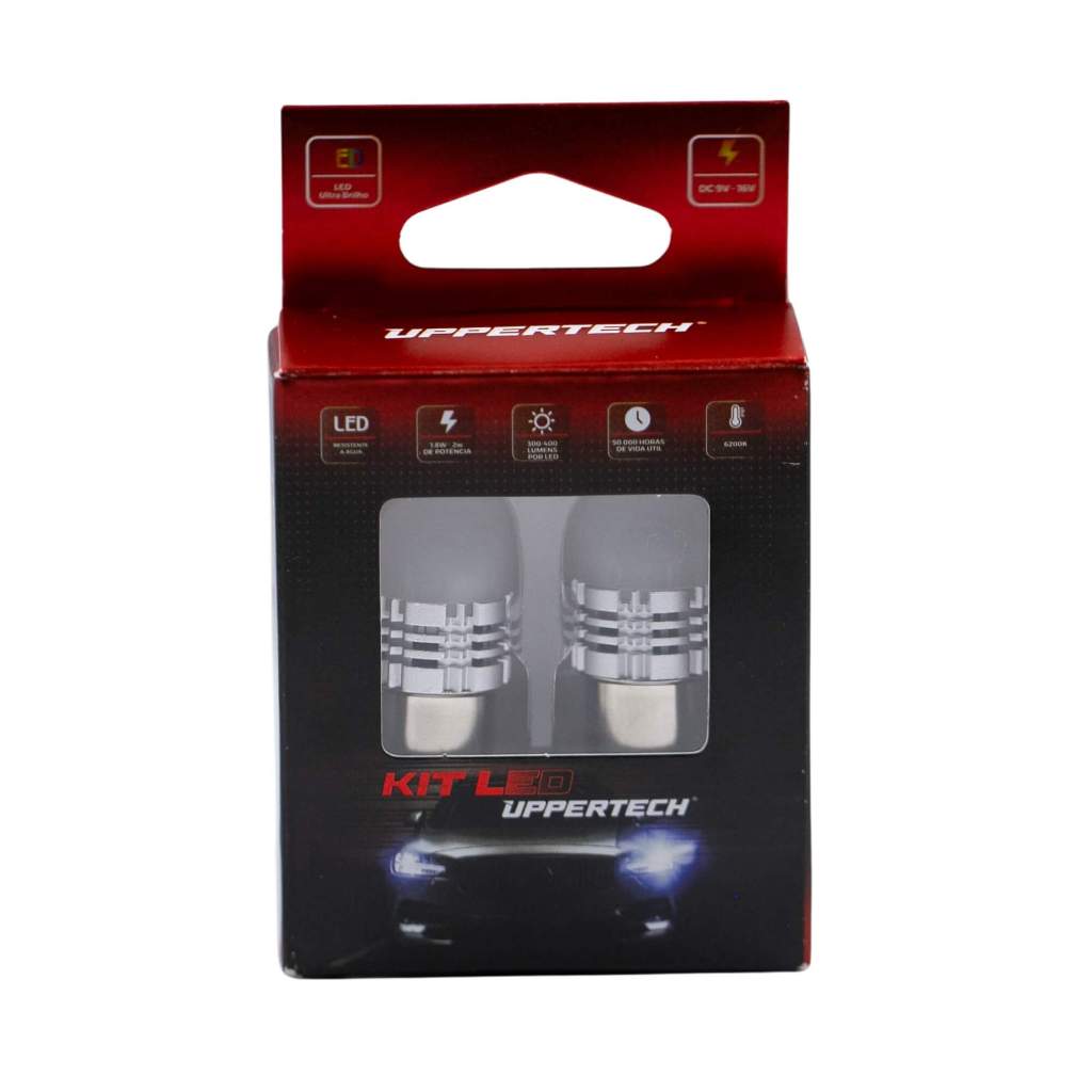 Lâmpada LED Automotiva Carro 2 Pólos 1157 BAY15D 2W 9-16V 6 SMD 2835 Branca Uppertech - 5900