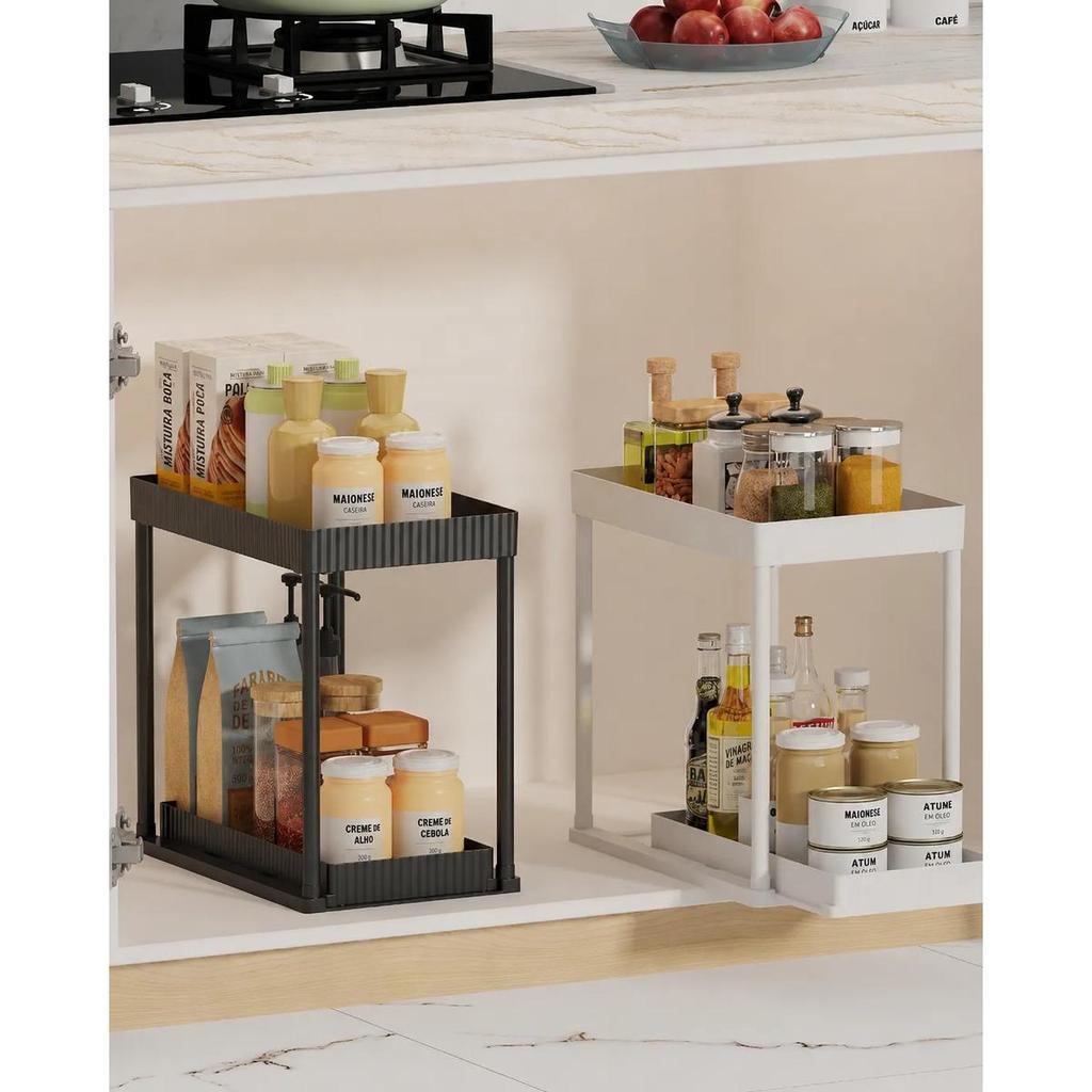 Multipurpose Organizer with 2-Tier Sliding Tray
