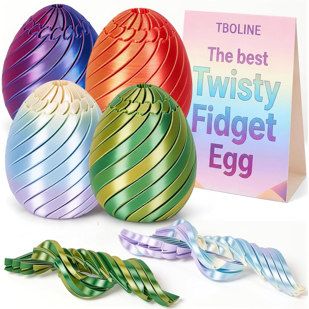 4PCS 3D Printed Twisty Fidget Toys, 3D Printer Small Sliding Dragon Egg Fidget Toy, Cool Slippery Ball Toys Desk Bulk Fi