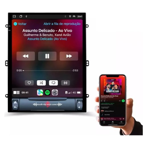 Multimídia Tesla 9,7 Polegadas Sistema Android Car Play Sem Fio 2GB + 32GB H-Tech HT-9725CA