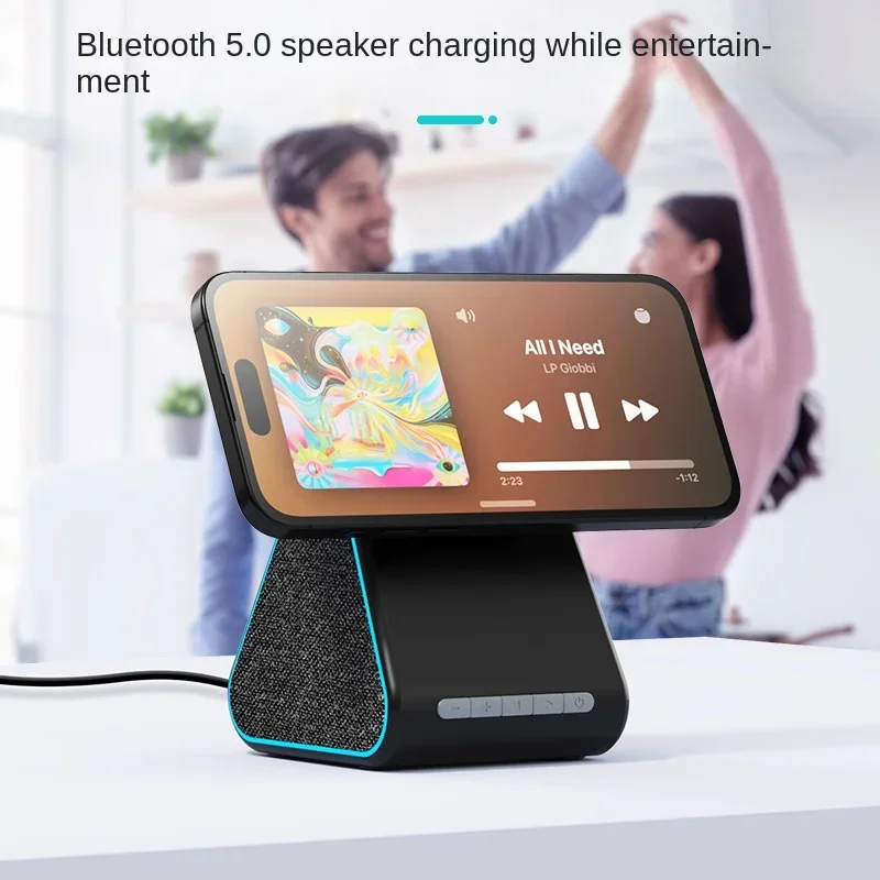 2 in 1 Audio Wireless Bluetooth Charger Speaker with 15W Magnetic Wireless Charger Fast Charging Adjustable Bracket for iPhone