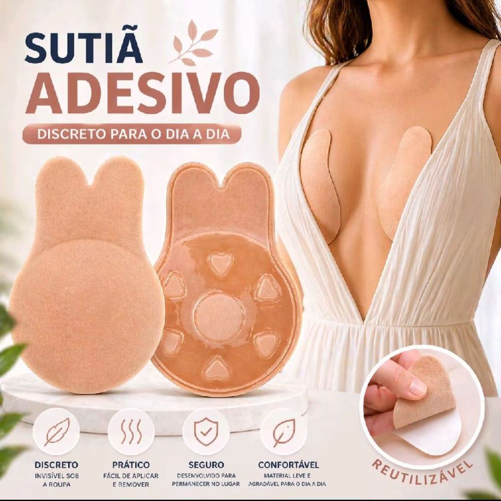 Sutiã Adesivo Levanta Seios Invisible Pushup tipo Orelha De Coelho