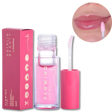 Lip Oil Ruby Rose Natália Beauty Flowing Hidratante Labial Brilho Intenso