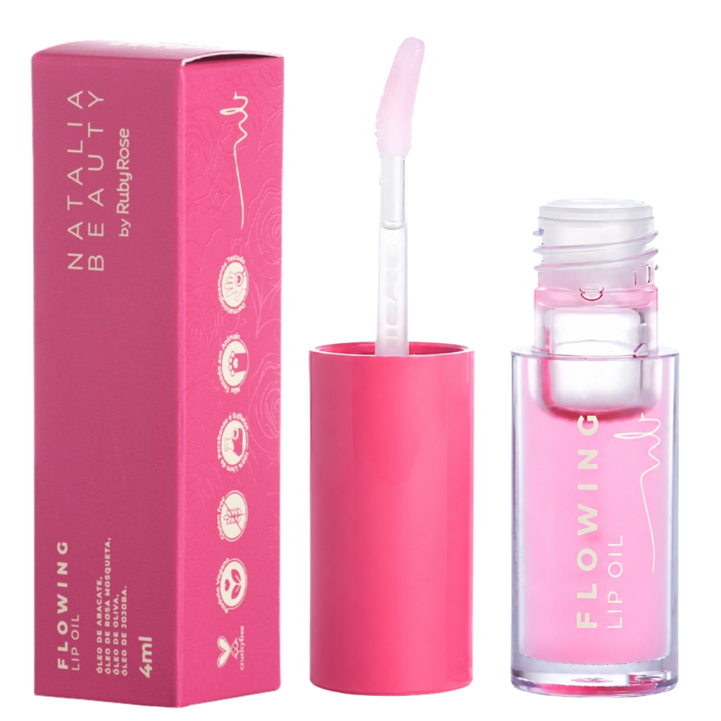 Lip Oil Hidratante Flowing Natalia Beauty Ruby Rose 4ml Brilho Labial