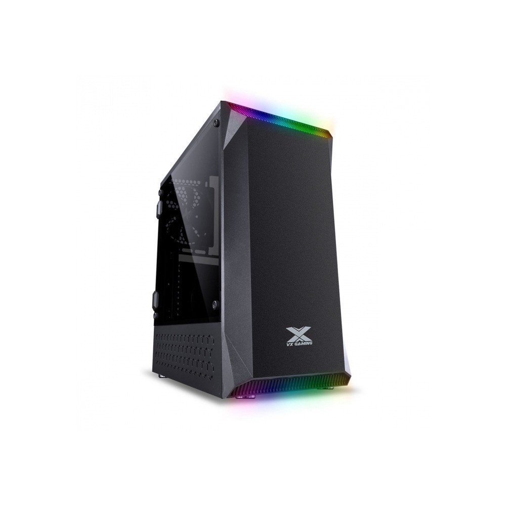 Gabinete Gamer VINIK Vx Gaming Borealis Com Janela Acrilica Com Dobradica Preto Frontal Com Fita Led Rgb
