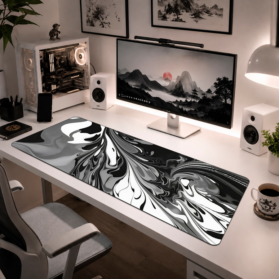 Mousepad Gamer Aesthetic Waves Vários Tamanhos 90x40 70x30 60x30 35x35 Base Emborracha