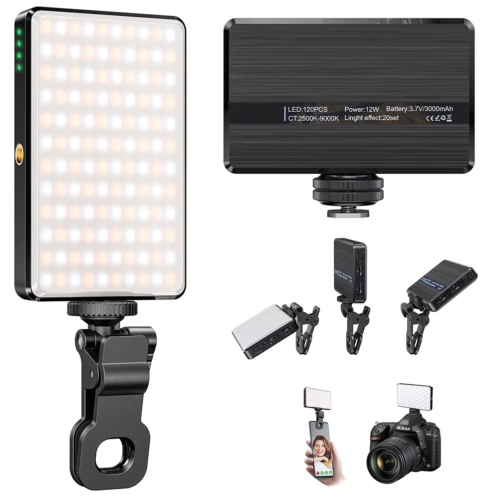 ST-120 LED Luz De Preenchimento De Vídeo Recarregável 3000 MAh CRI95 Mini Portátil Para Selfie 2500-9000K Ajustável Com
