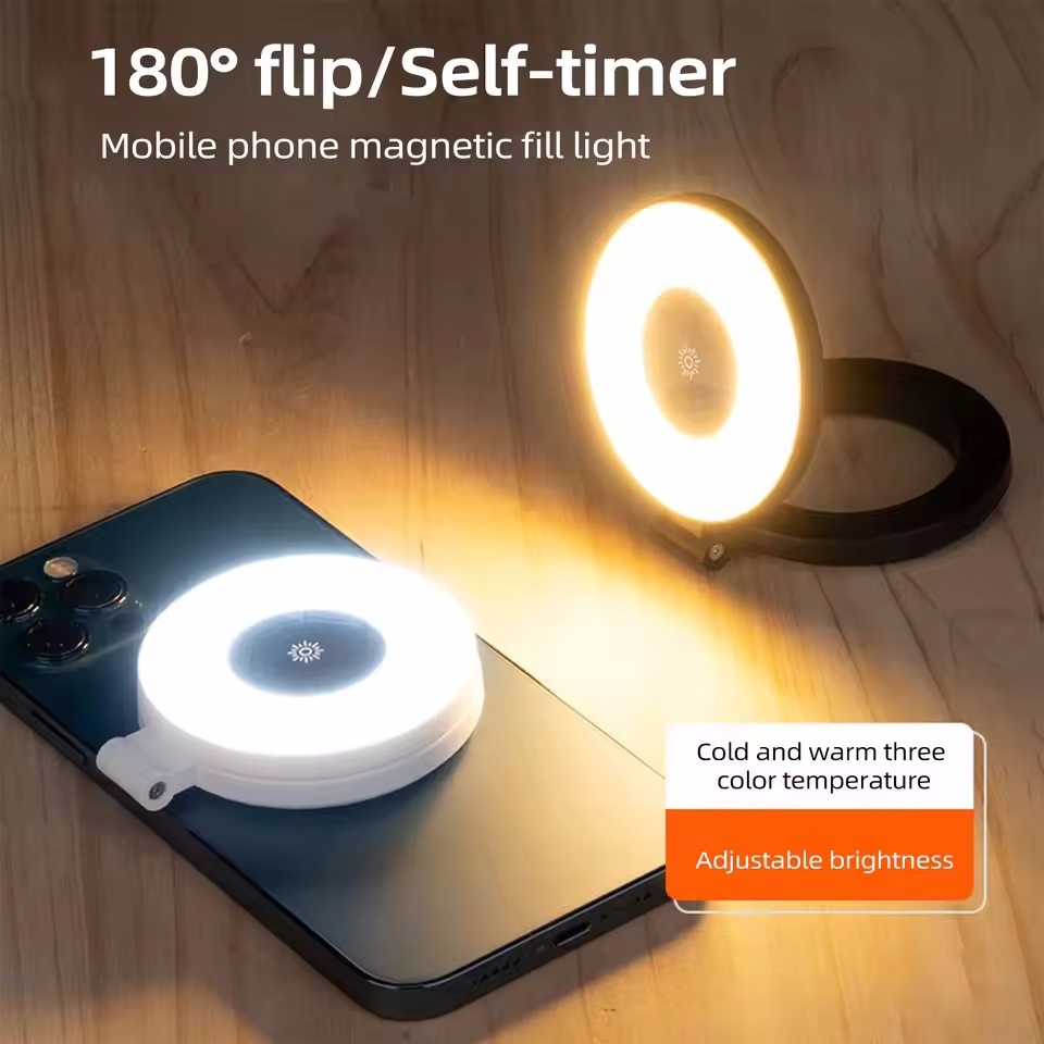 Anel Magnético Para Selfie , Luz De Preenchimento Magnética Smartphone , Mini De Bolso iPhone Android 2500K-9000K