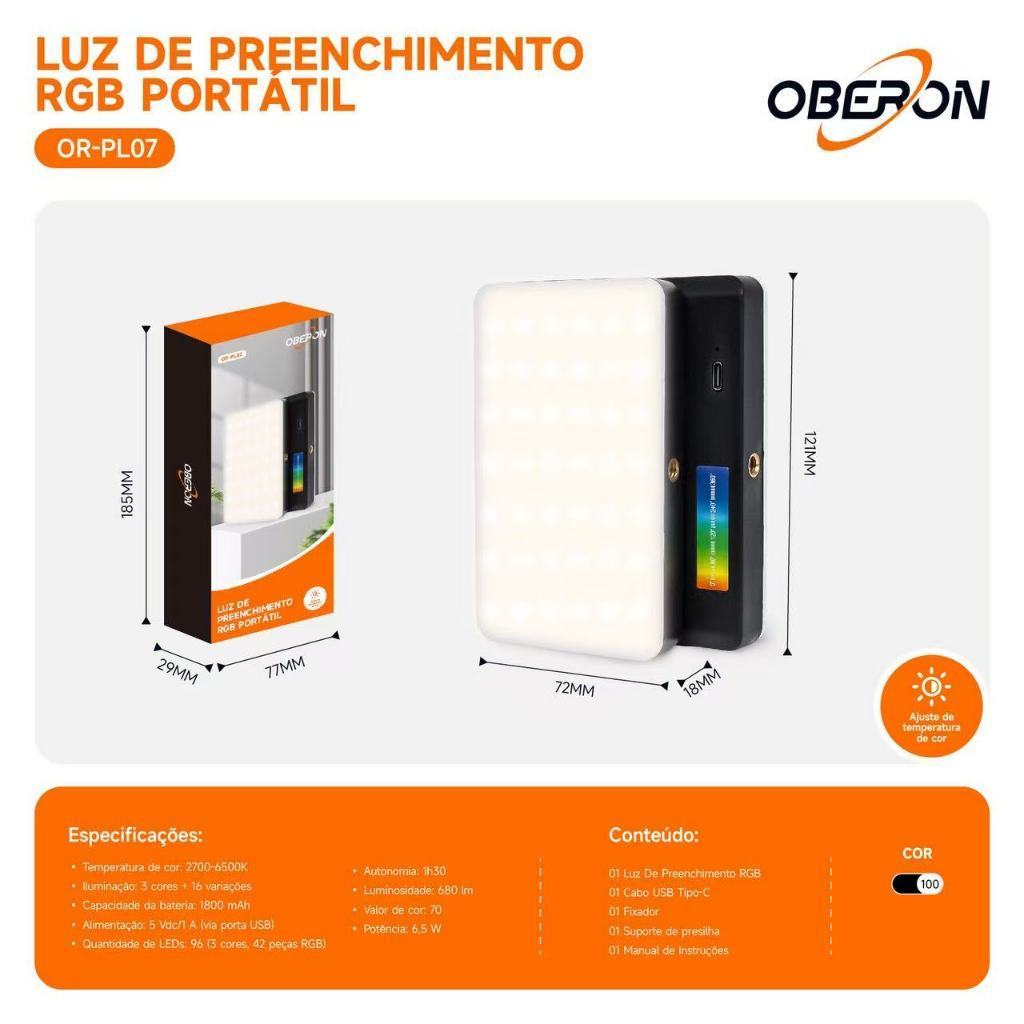 Iluminador Led Rgb Recarregável Para Celular Notebook Câmera Mini Painel De Luz Foto Vídeo