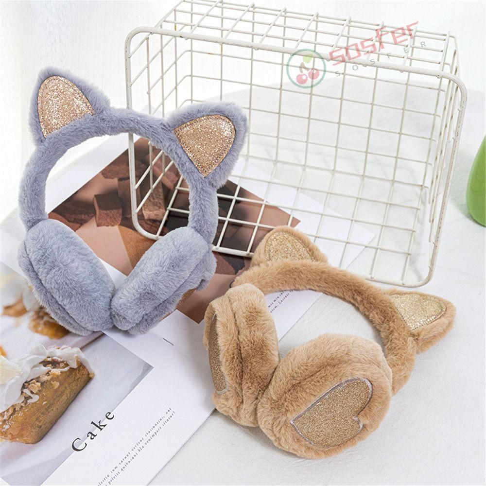 SOSFER Outdoor Ear Covers Headband , Protetores De Orelha De Gato Macios E Peludos Dobráveis Quentes De Inverno