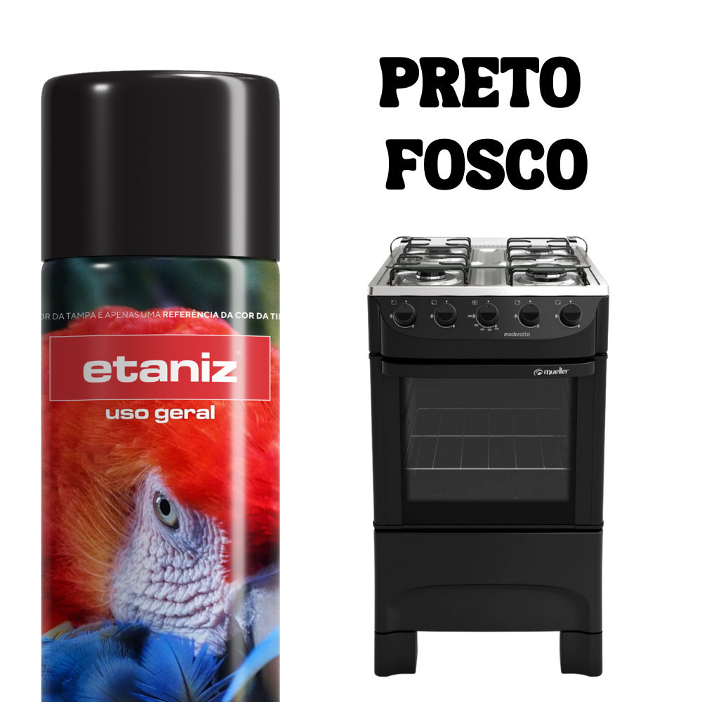 Tinta Spray Preto Fosco Uso Geral 400ml secagem rápida - Etaniz