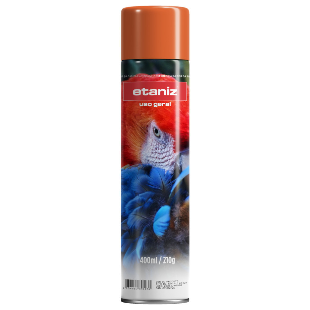 Tinta Spray Laranja Uso Geral 400ml secagem rápida - Etaniz