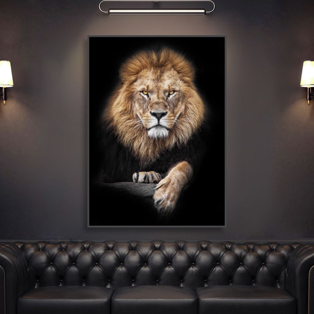 Quadro Decorativo Leão Selvagem Modern Premium Grandão 90X70