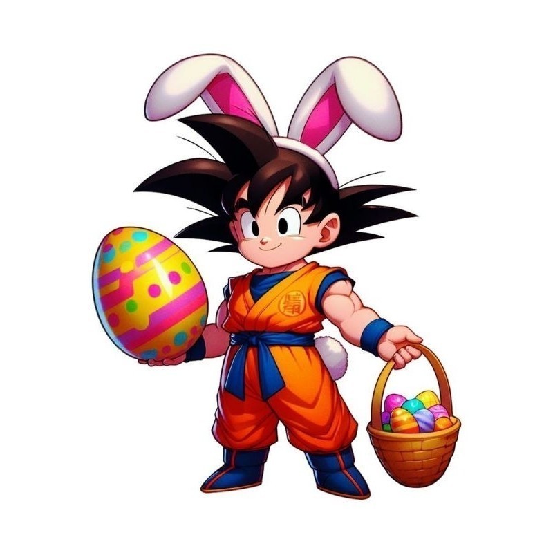 Quadro Decorativo Goku de coelho da páscoa Placa Decorativa MDF tamanho A4 28x20 Envio Imediato