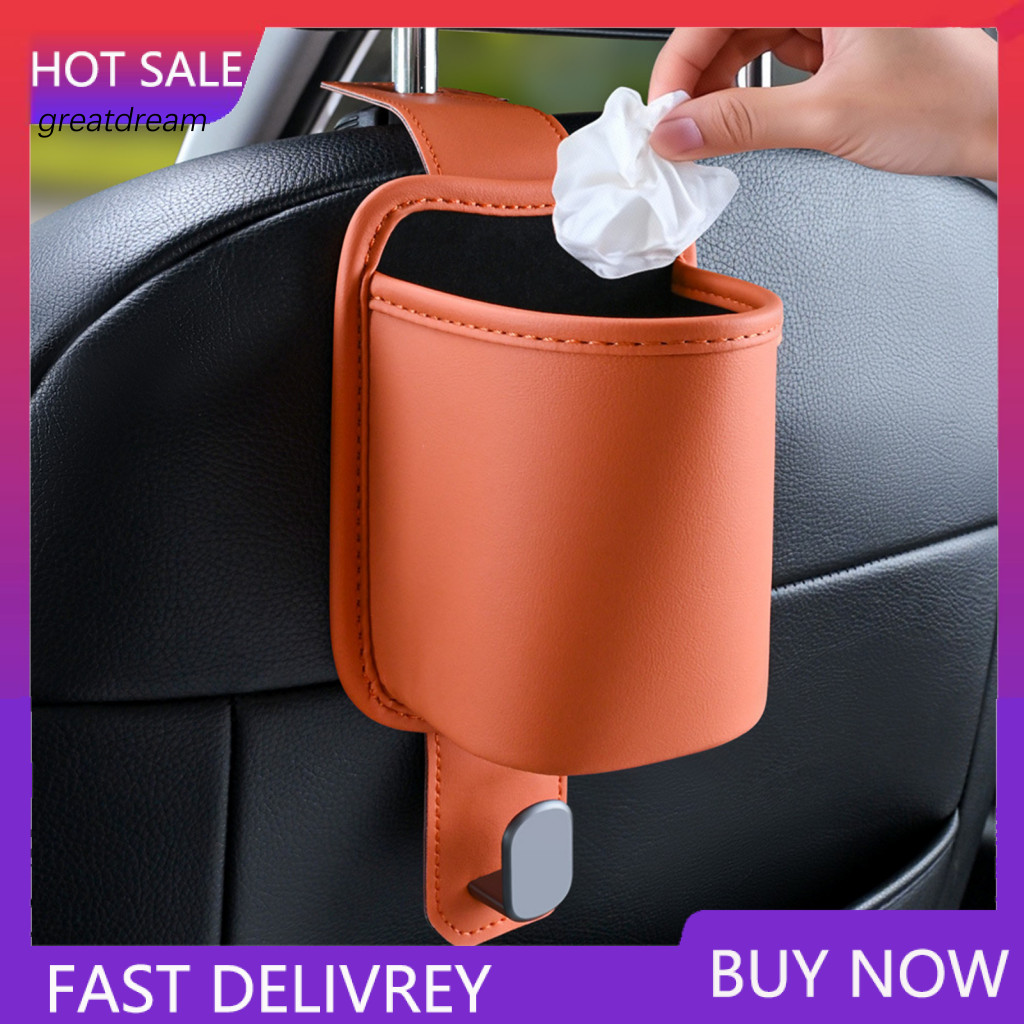 Car Window Storage Organizer for Bottles Leather Door Cup Holder with Headrest Hooks – Multifunctional Vehicle Drink P