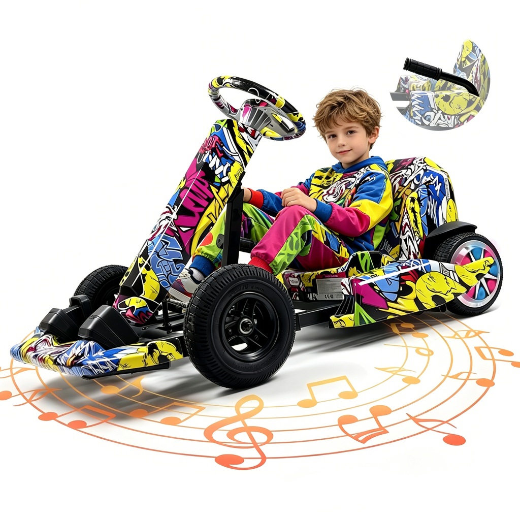 Children's Electric Go-Kart Four-Wheel Electric Drift Car 8-Inch Pneumatic Wheels Bluetooth 3-Speed Adjustment FastCharg