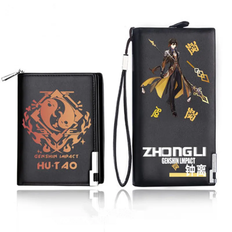 Anime Character Print Wallet , PU Leather Gaming Style Clutch,Zhong Li Folding Zipper Purse ,Men Long Short Multi-Card Holder