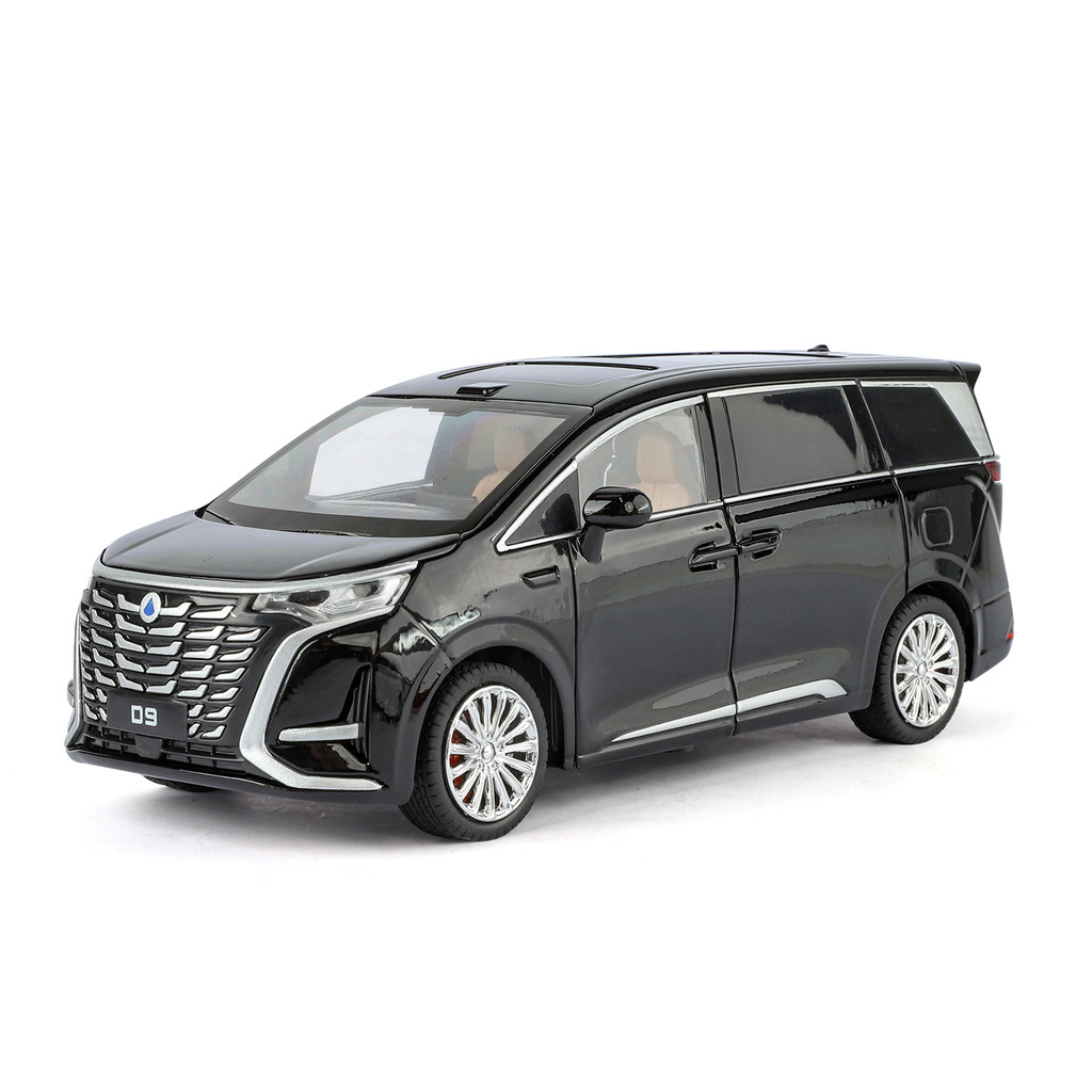 1/24 Tengshi D9 Tram Doméstico MPV Business Sound Light Pull Back Simulação Metal Toy Car Boy Alloy Car