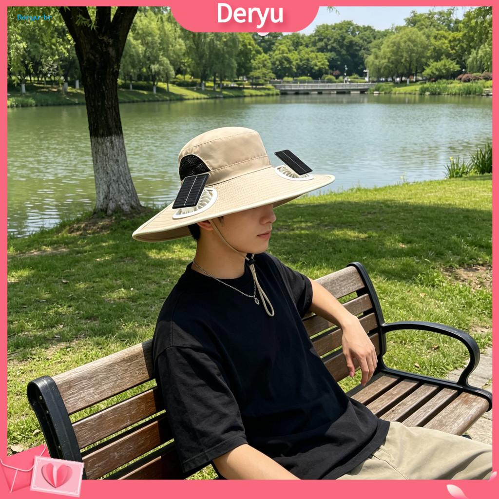 Easy Care Outdoor Hat Fishing Sun with Solar Fan Bucket Built-in Adjustable Wide Brim for Hiking Uv for Southeast