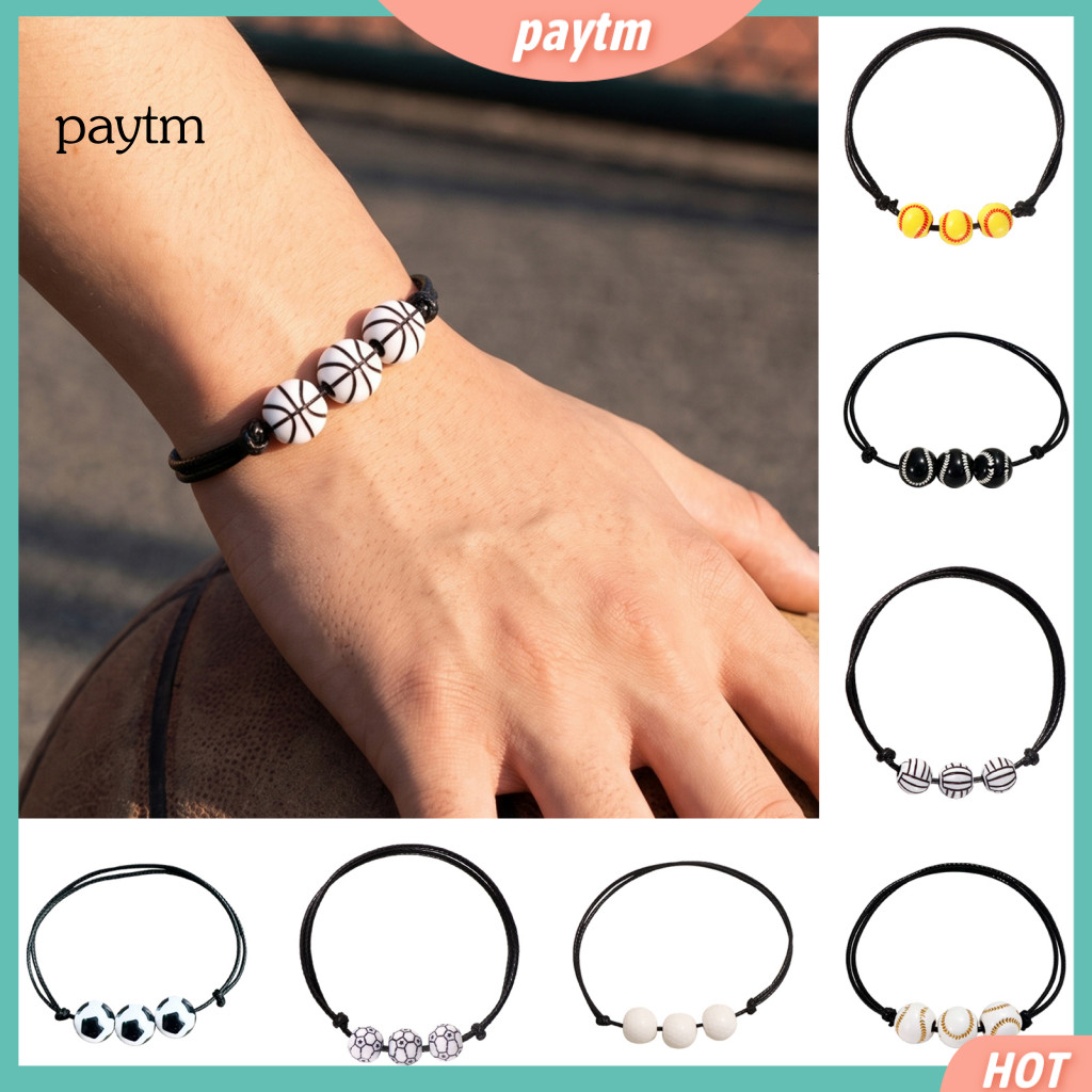 Adjustable Sports Bracelet Football Fan Accessory 4 Pcs Ball Braided Rope Bracelets Handmade Woven Cord Team Jewelry Gif