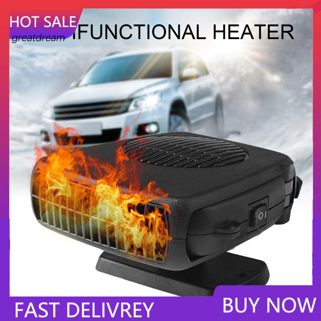 Heating and Car Heater with External Handle 12v/24v Portable Defogger 150w Fast Fan Ignitor Plug Adjustable for Auto for