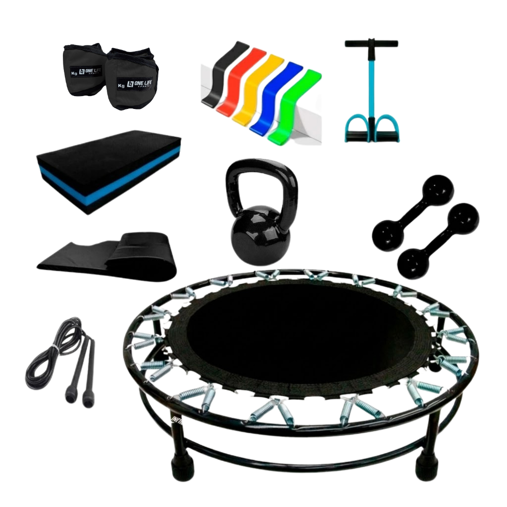 Kit Exercício| Halter 2kg + Mini Jump + Caneleira 3kg + Step | Cardio