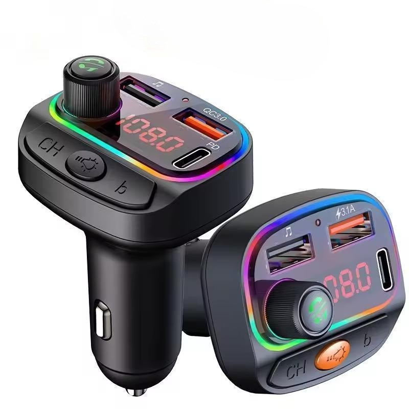 Transmissor FM Manne Car Bluetooth 5.3 , Adaptador De Carregador De Carro Rápido Tipo C , Chamada Viva-Voz Com Luz Color