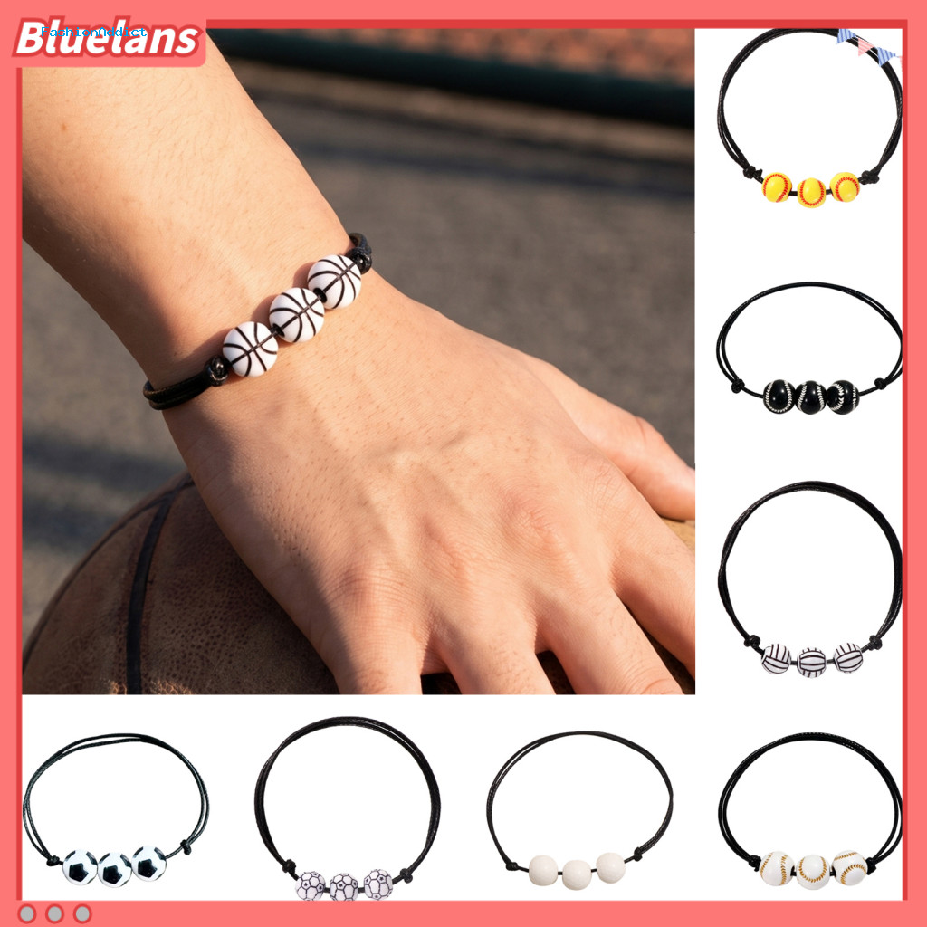 Adjustable Sports Bracelet Simple Wear 4 Pcs Ball Braided Rope Bracelets Handmade Woven Cord Team Jewelry Gifts for Men