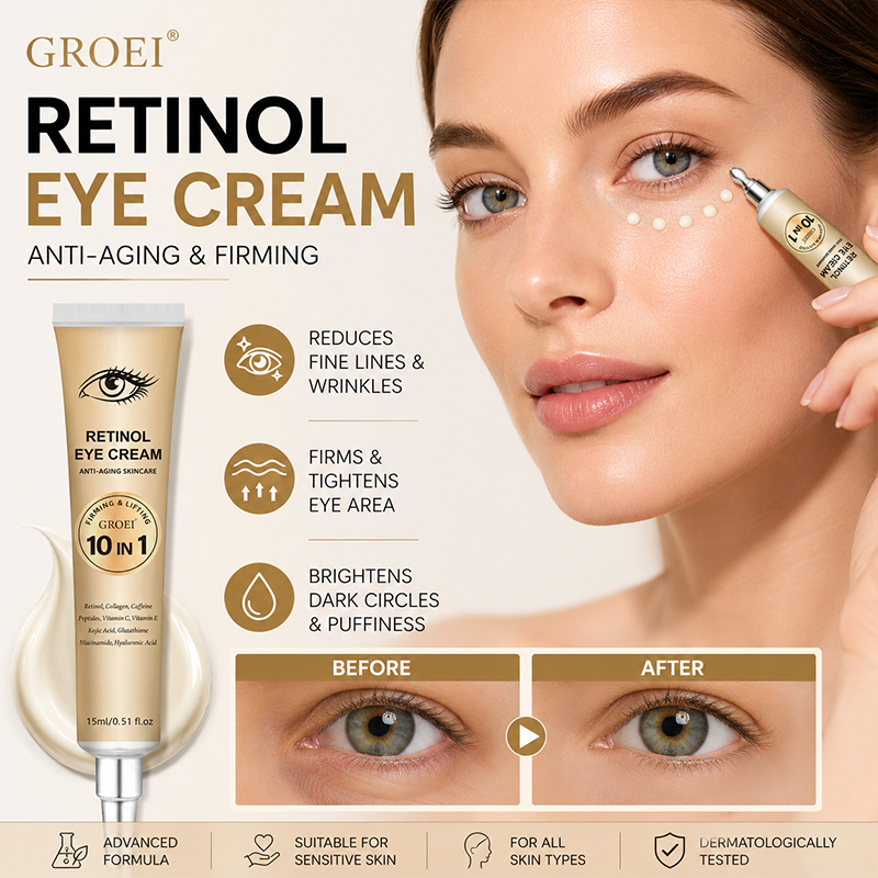 Retinol Eye Cream for Dark Circles & Wrinkles – Multi Peptide Under Eye Treatment with Collagen Vitamin C Niacinamide