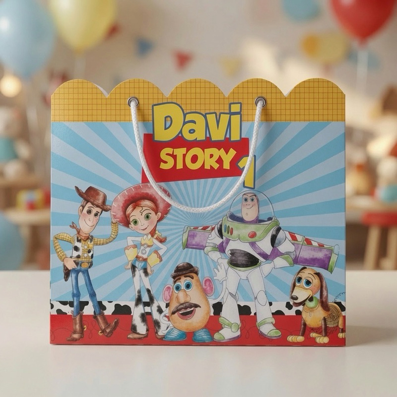 Sacolinha TOY STORY Personalizada / Bolsinha Lembrancinha Aniversário / (PEGUE E MONTE)