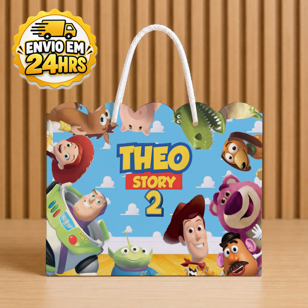 Sacola Lembrancinha Toy Story Festa Infantil Sacolinha de Papel Com Alça Envio 24h