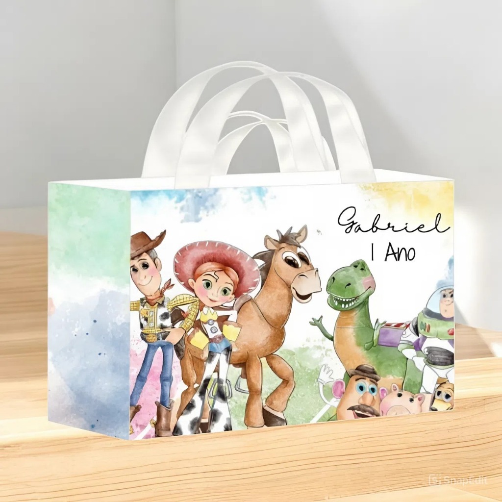 Sacola Personalizada do Toy Story em Aquarela / Lembrancinhas para aniversario - PEGUE E MONTE