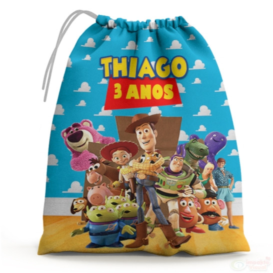 30 Sacolinhas Surpresa Personalizada Tecido Toy story M3 (15x20)