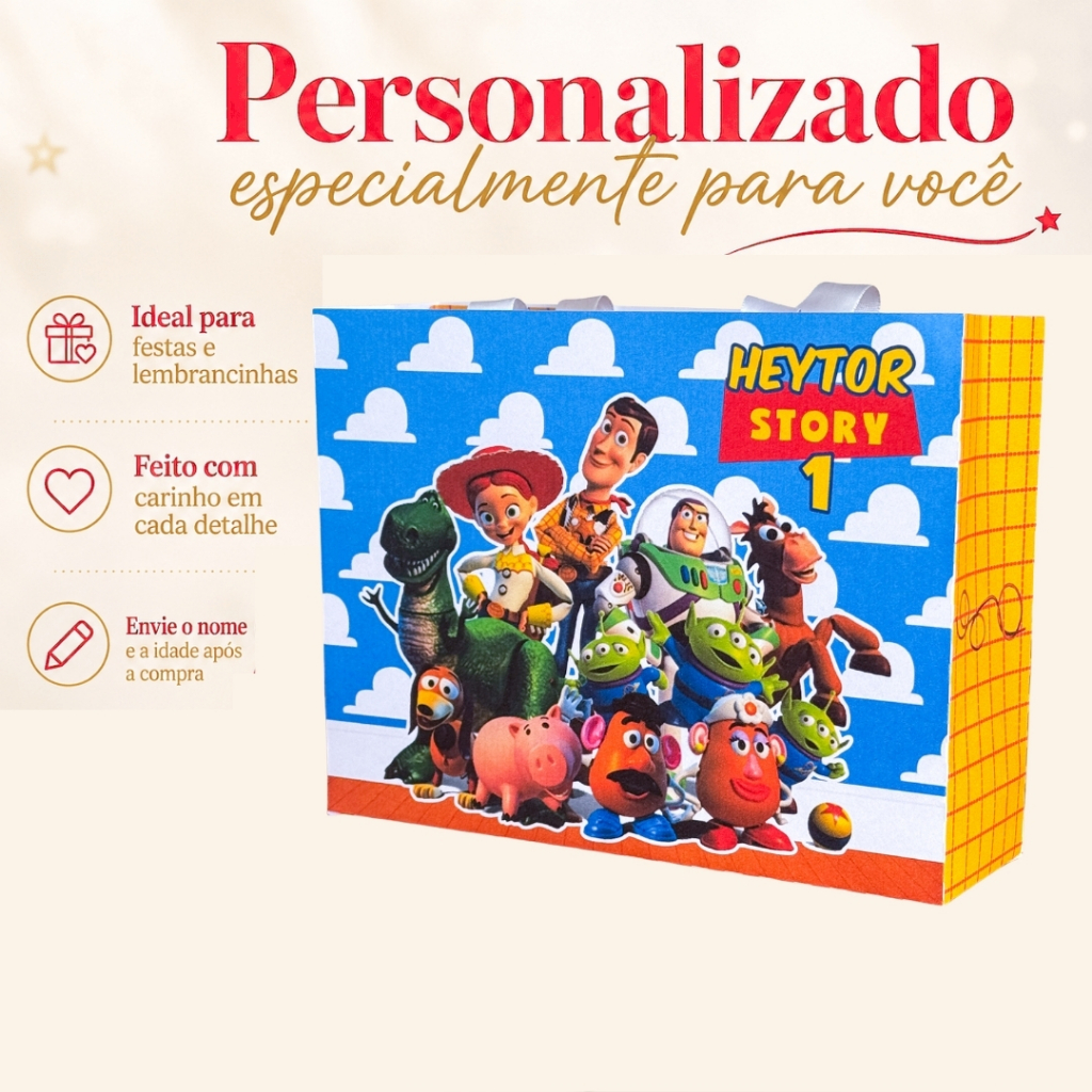 Kit 10/15/20 Sacolinhas Personalizadas Festa (Toy Story)