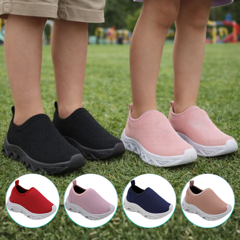 Tênis Jogging Infantil Menino Menina Tênis Escolar Confortável Calce Fácil Antiderrapante
