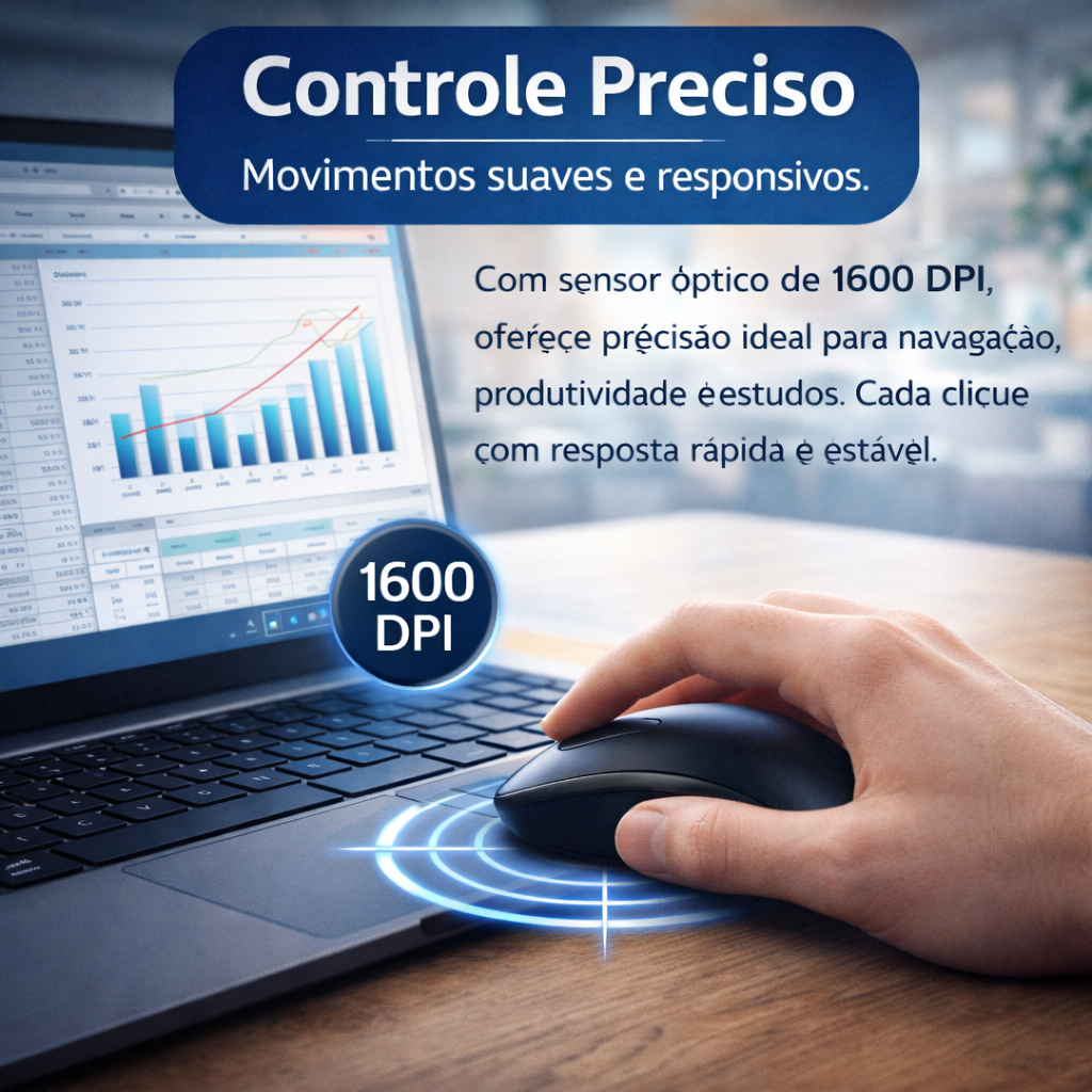 Mouse Wireless Óptico Air Click Pro 1600 DPI Preto