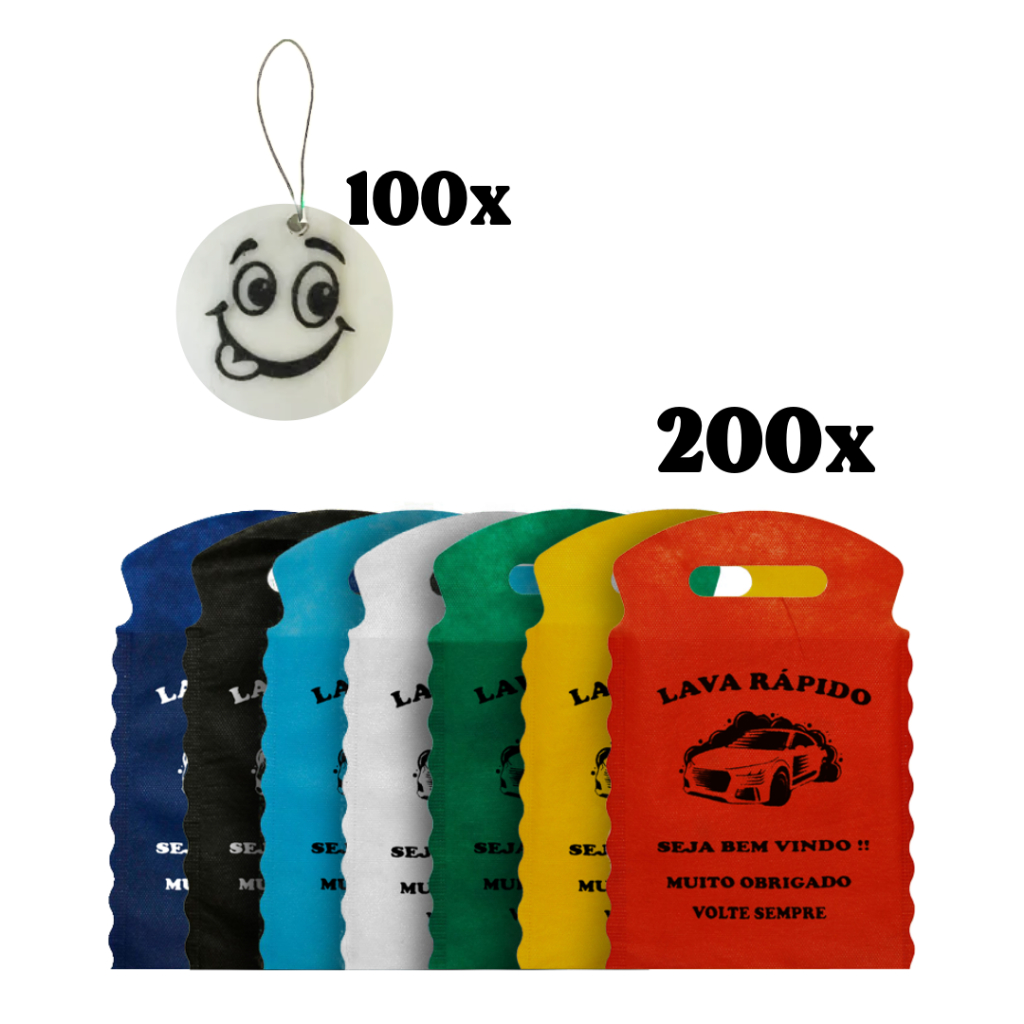 Kit Cheirinho Sachês 100 unidade e Sacolinhas  Lixo Car 200 unidades (Estampa padrão Cores sortidas)