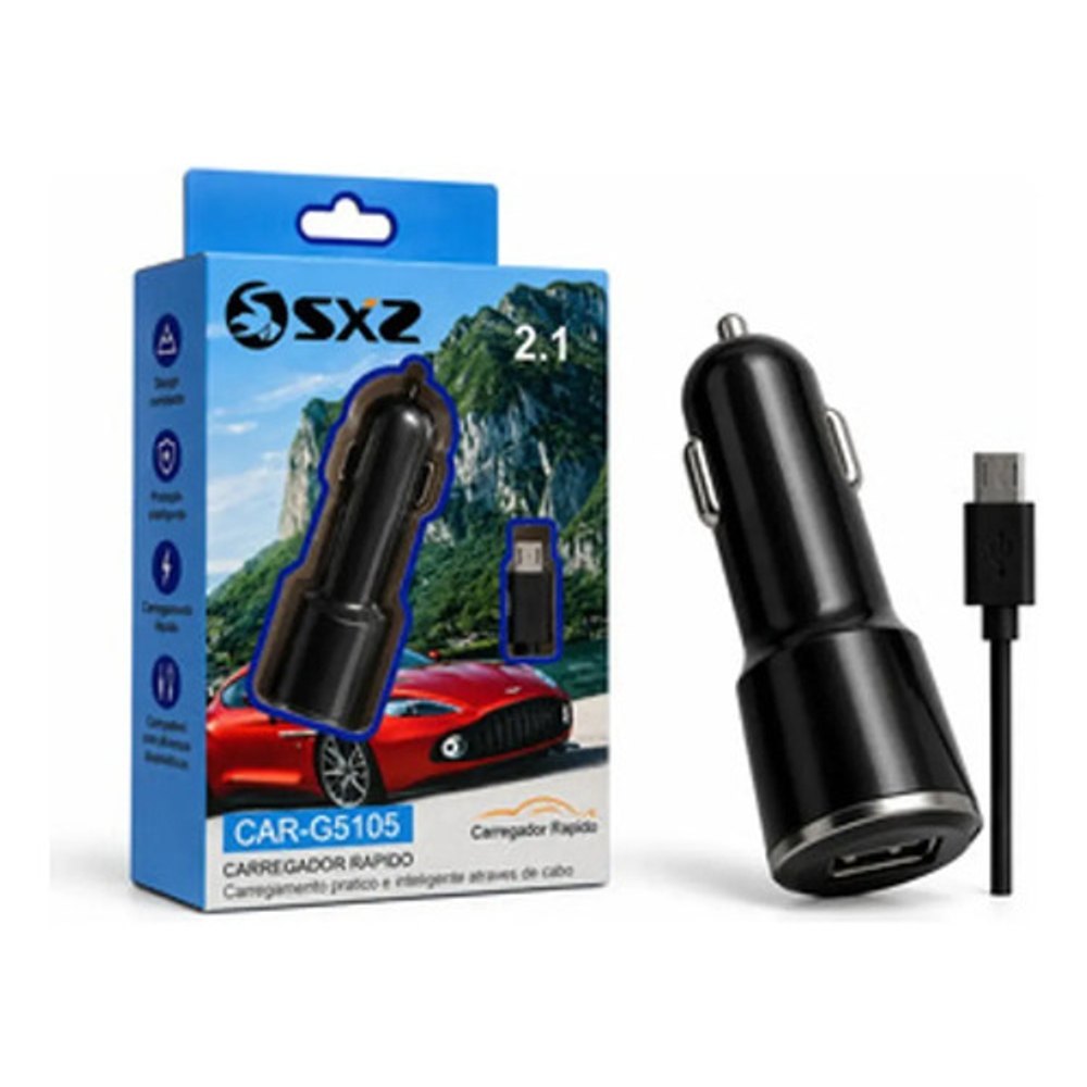 Carregador Veicular SXZ 2.1A Car G5105 Preto