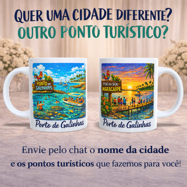 Caneca Personalizada Lembrança de Cidade | Porto de Galinhas - BA