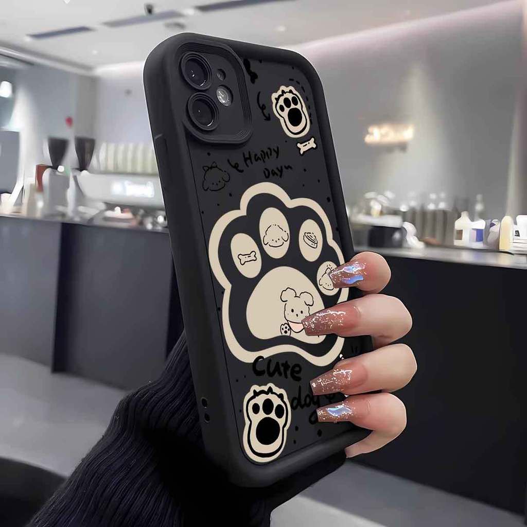 Capa Patas Cachorro Fofo Anti-queda, Case TPU p/ Samsung A15 A25 A35 A54 S23 S24 iPhone 16 15 14 13 12 11