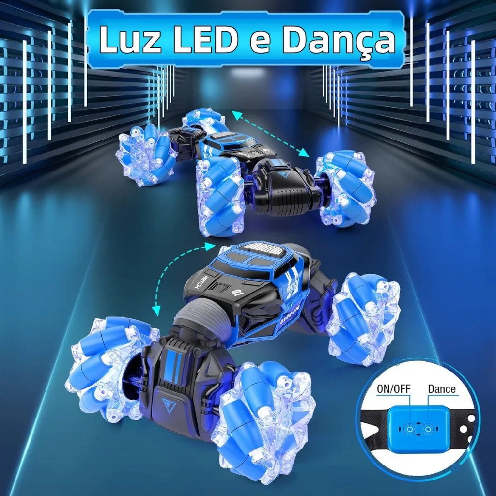 Controle duplo 4WD 2,4 GHz Twist Induction Music Gesture Remote com luz RC Com Rotação De