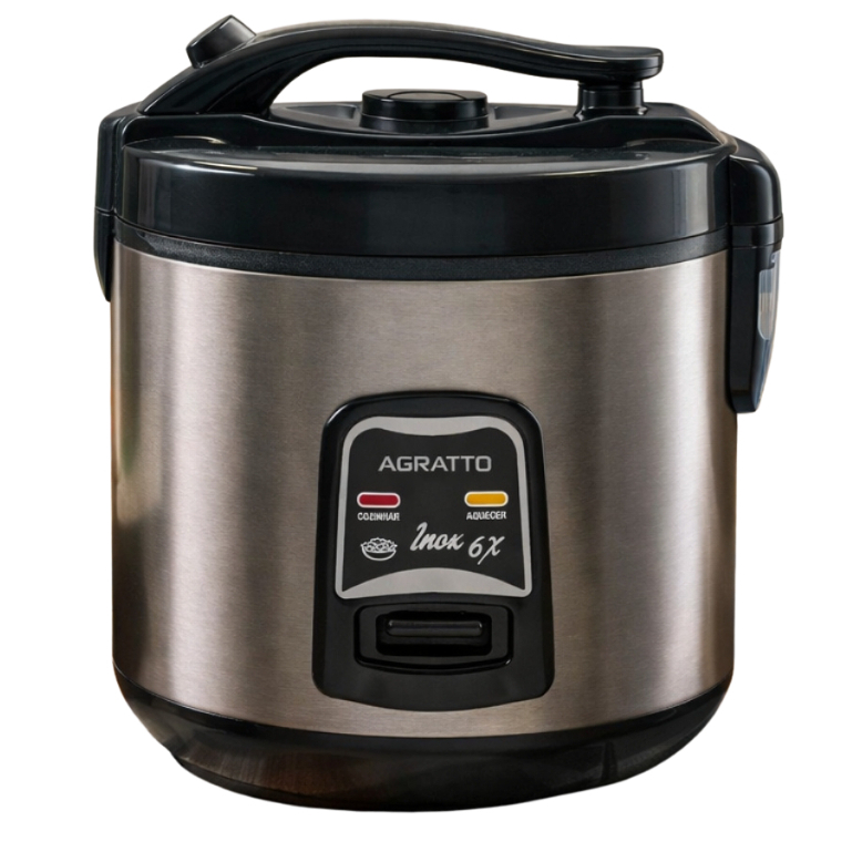 Panela Eletrica Inox Arroz Legumes 6 Xicaras Agratto 127v ou 220v 400w Casa Cozinha Portatil Pratica