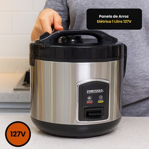 Panela Arroz Elétrica 1 Litro 127V Preta 400W Antiaderente STARTOOLS