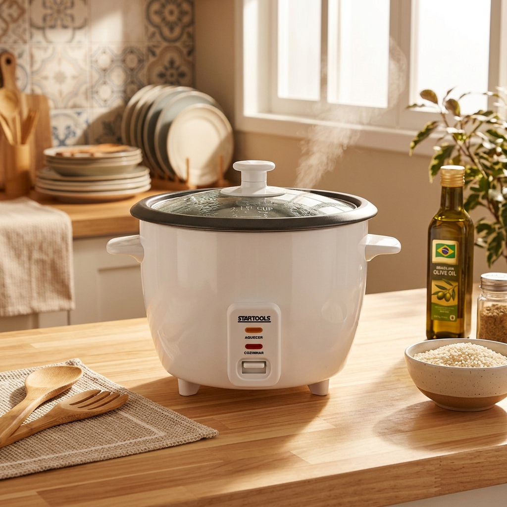 Panela De Arroz Elétrica 1,3L 5 Xícaras 400w 127v Branca