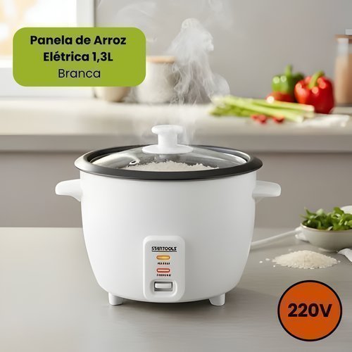 Panela Arroz Elétrica 1,3L 400W 220V Branca STARTOOLS